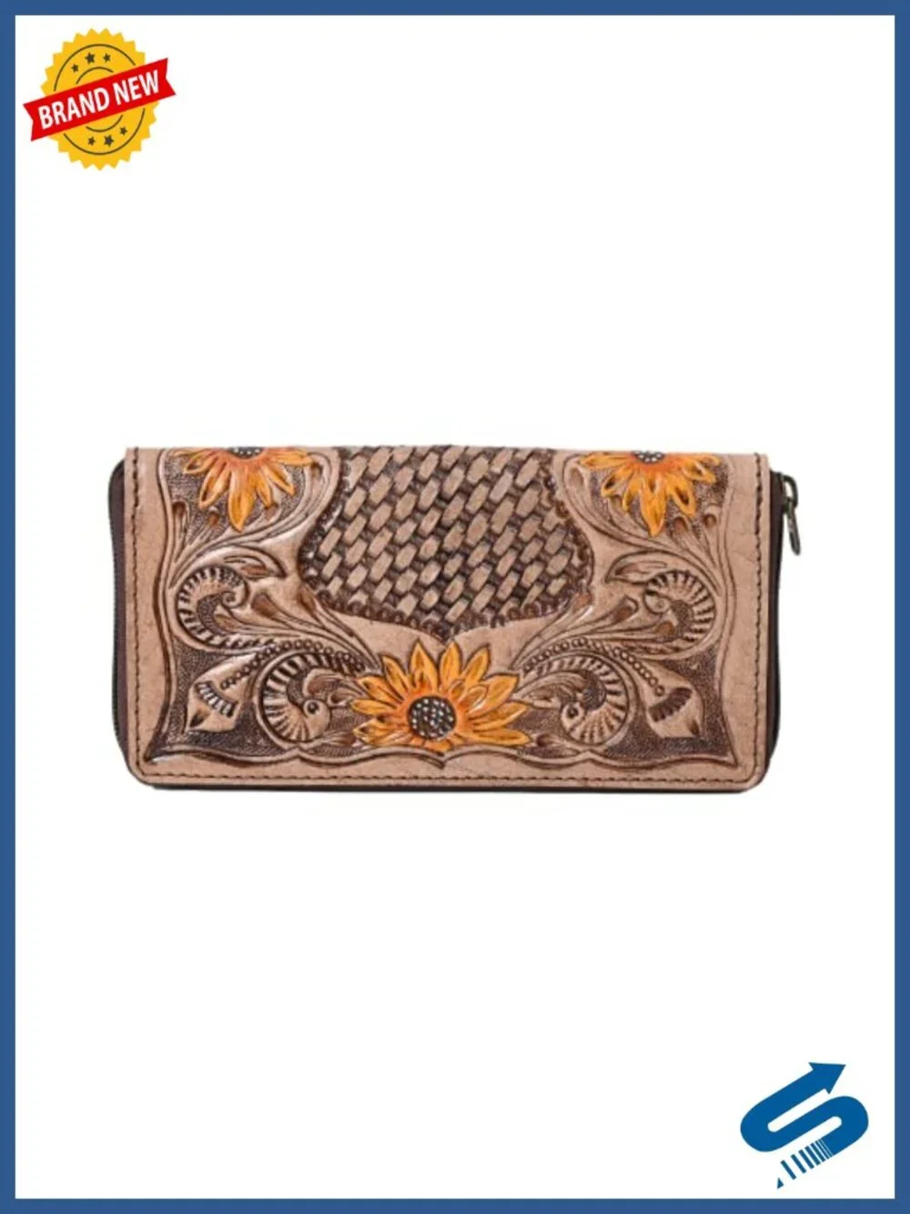 Sunflower Embroidered Sling Wallet Purse Handcrafted Floral Crossbody Clutch